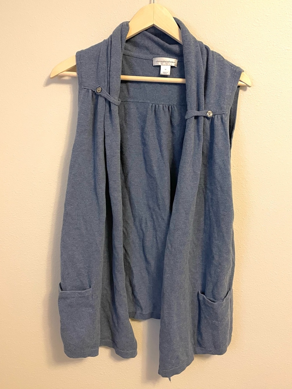 💙 Christopher & Banks| Sleeveless Blue Cotton Cardigan Vest |  | Size M